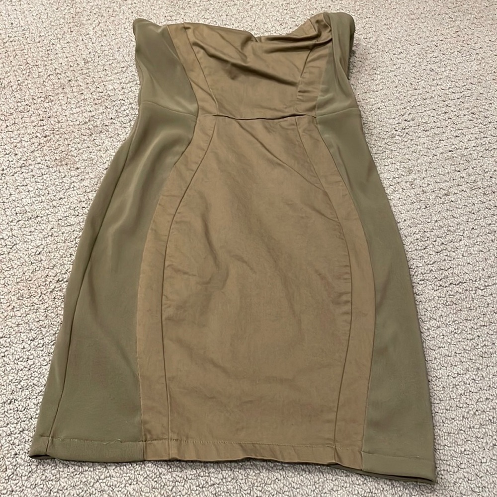 Strapless army green dress